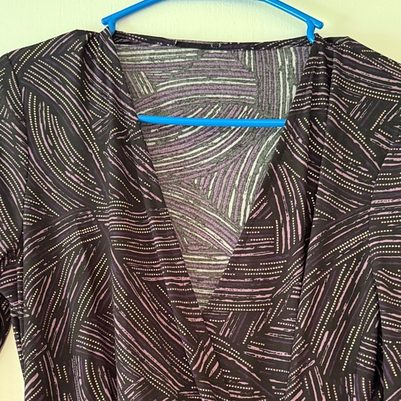 Evan-Picone Faux Wrap Dress Dark Purple, Black and Gold Size 2 - Picture 1 of 10